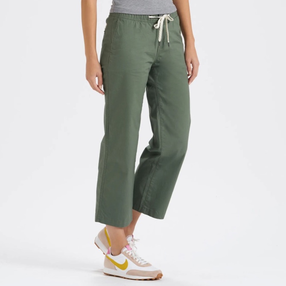 NWT Vuori womens rip stop wideleg pants s army green ankle crop 2 4